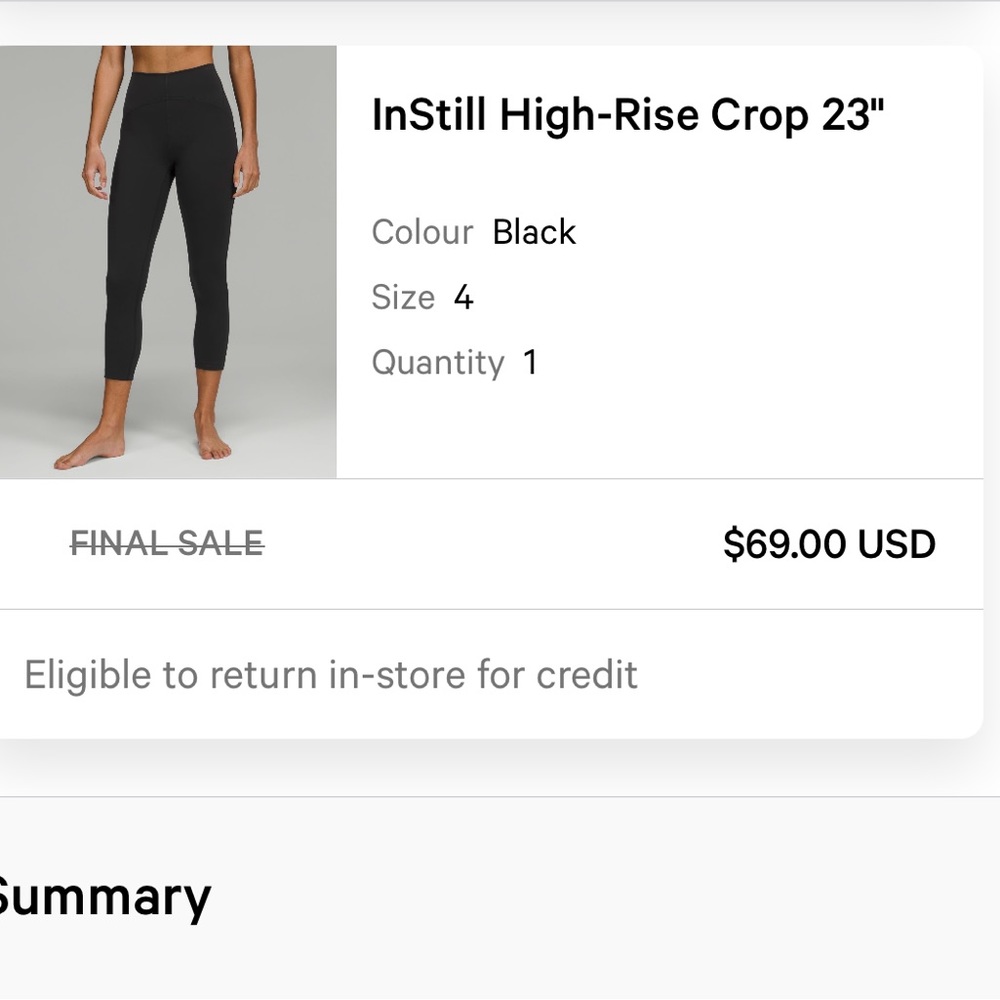 NWOT! Size 4, 23” Lululemon leggings!